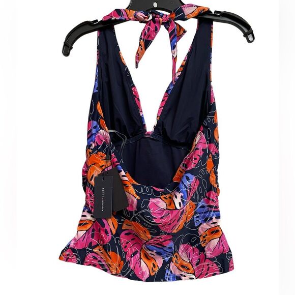 NWT Tommy Hilfiger Monstera Leaf Halter Tankini Top Size XL Multicolor Swim Top - Picture 9 of 12